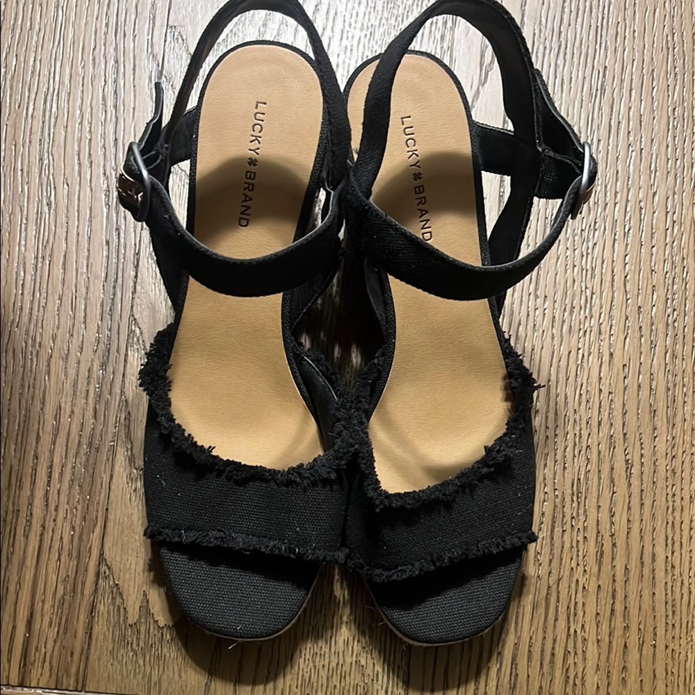 Lucky Brand Black Frayed Women's Sandals